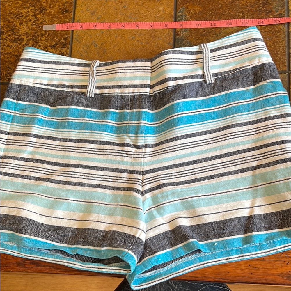 Striped Women's Shorts - Blue, Gray, White